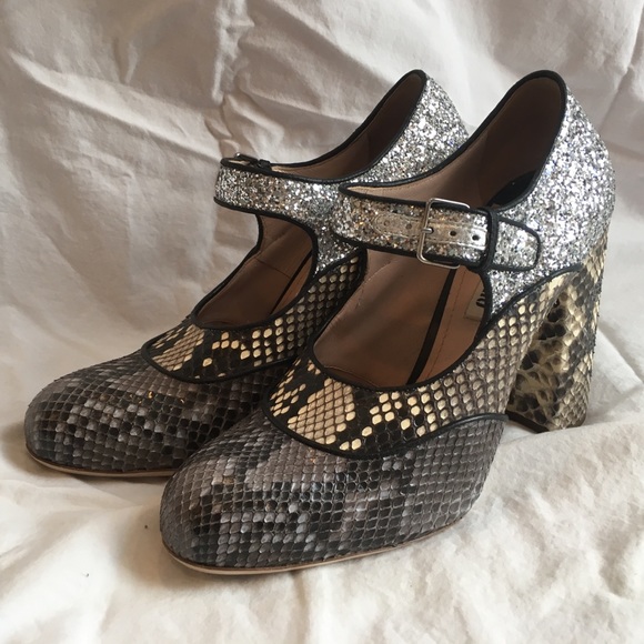 Kilde Smuk middag Miu Miu | Shoes | Miu Miu Mary Jane Pumps Glitter And Snake Skin | Poshmark